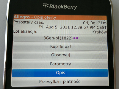 Aplikacja "Allegro" na nowe BlackBerry