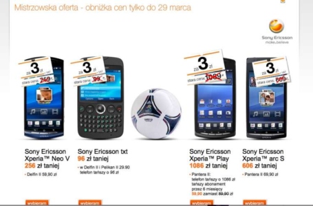Smartfony Sony Ericsson kilkaset złotych taniej w Orange