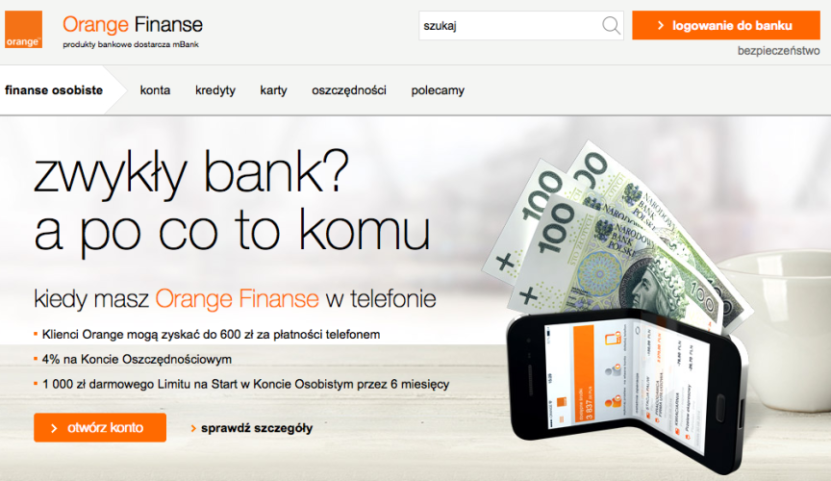 Ruszają Orange Finanse czyli bankowość mobilna od Orange i mBank