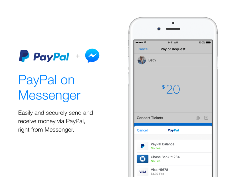 Facebook Messenger + PayPal = natychmiastowy przelew bez opuszczania chatu